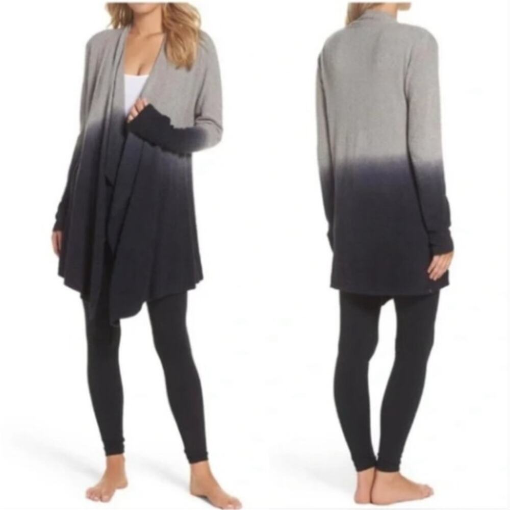 Barefoot‎ Dreams Cozychic Lite Calypso Wrap Cardigan Ombre Gray Black S / M